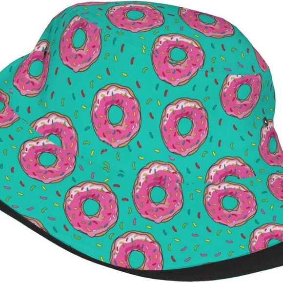 Cute Kawaii Light Blue Cat Cartoon Print Bucket Hat Fisherman Fishing Sun Cap fo - Picture 2 of 5